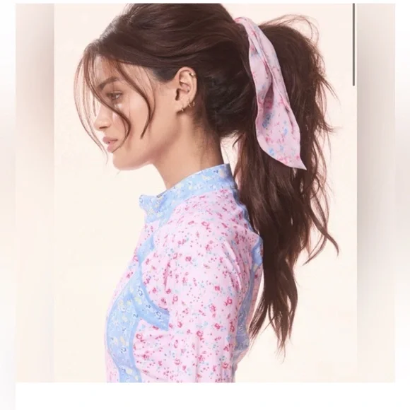 LoveShackFancy Bellitine Scrunchie Re Edition in Bluejay Sunshine Hair Bow NWT - Picture 10 of 10